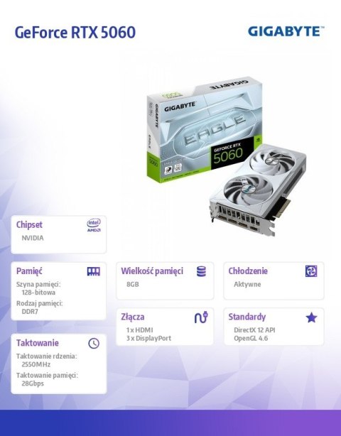 Karta graficzna GeForce RTX 5060 EAGLE OC ICE 8G GDDR7 3DP/HDMI