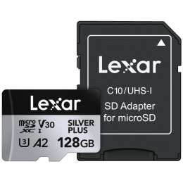 Karta pamięci microSD 128GB C10 A2 U3 V30 205/150MB/s Silver Plus