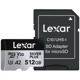 Karta pamięci microSD 512GB C10 A2 U3 V30 205/150MB/s Silver Plus