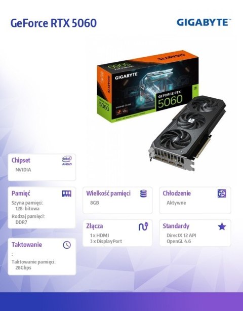 Karta graficzna GeForce RTX 5060 GAMING OC 8G GDDR7 3DP/HDMI