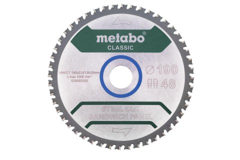 METABO PIŁA TARCZOWA FZ/FA 190x30x48z STEEL CUT/SANDWICH PANEL CLASSIC