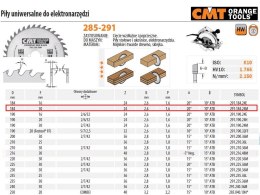 PIŁA UNIWERSALNA, DO CIĘCIA WZDŁUŻNEGO I POPRZECZNEGO HM D=184 F=30 Z=24 K=2,6/1,6