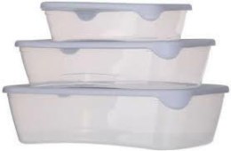 CURVER ZESTAW POJEMNIKÓW FRESH&GO 3szt 0,5/1/2L MIX MIĘTOWY/ JASNOSZARY/ BRZOSKWINIOWY