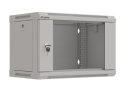 Szafa instalacyjna rack wisząca 19" 6U 540x350 szara drzwi przeszklone ( flat pack)