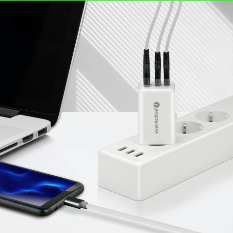 Ładowarka sieciowa GAN QC 4+ 65W 1XUSB 2XUSB-C biała SC-655Q