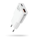 Ładowarka sieciowa SUPER SLIM QC 3.0 20W 1XUSB 1XUSB-C biała SC-340Q