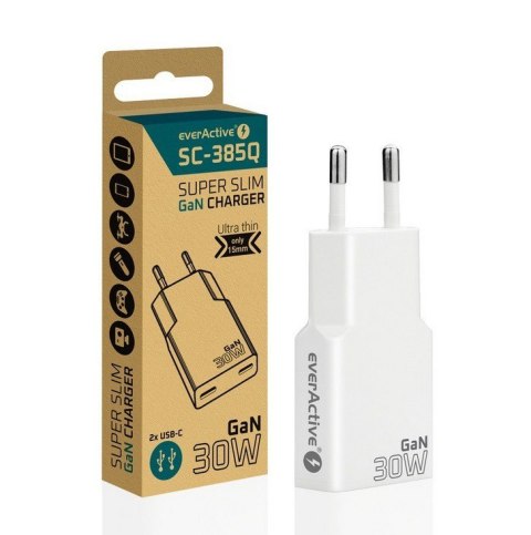 Ładowarka sieciowa SUPER SLIM QC 4+ 30W 2XUSB-C biała SC-385Q