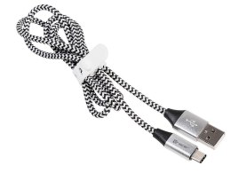 Kabel USB 2.0 Type-C A męski - C męski 1,0m czarno-srebrny
