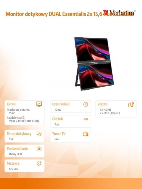 Monitor dotykowy DUAL Essentialis 2x 15,6 Full HD 60Hz