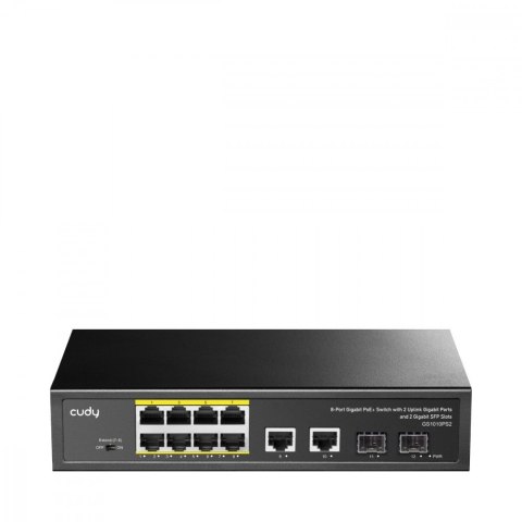 Przełącznik GS1010P 8-Port Gigabit PoE+ Switch with 2 Gigabit Uplink ports and 2 Gigabit SFP slot 120W