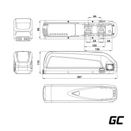 Green Cell®® GC PowerMove E-Bike bateria 48V 13Ah Li-Ion Down Tube z ładowarka