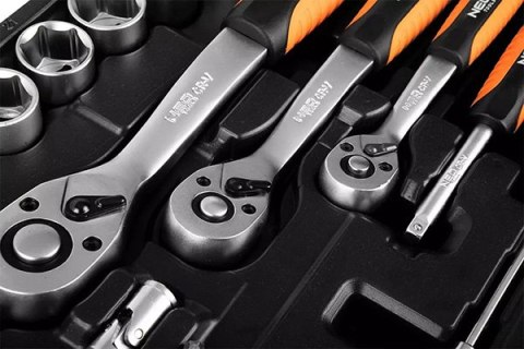 Zestaw kluczy nasadowych10-216, 216 szt, rozmiary 1/2, 1/4, 3/8, walizka, NEO TOOLS