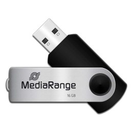 MediaRange USB flash disk, USB USB 2.0, 16GB, czarny, MR910, USB A, swivel / twister