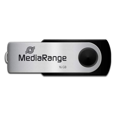 MediaRange USB flash disk, USB USB 2.0, 16GB, czarny, MR910, USB A, swivel / twister