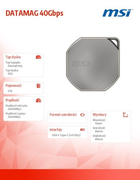 Dysk zewnętrzny SSD DATAMAG 40Gbps 1TB