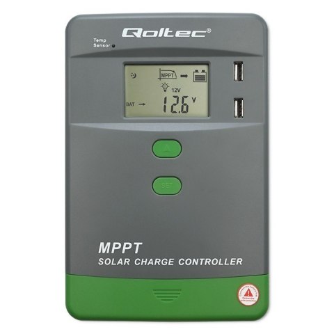 Solarny regulator ładowania MPPT z czujnikiem temperatury 40A | 12V/24V | LCD | 2xUSB | Bluetooth | APP | GEL | LiFePO4