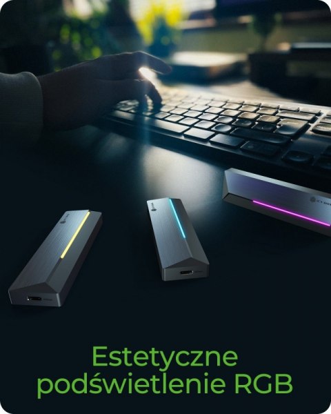 Obudowa dysku IB-1826MCL-CU31 M.2 NVMe i SATA obudowa, RGB lighting, USB 3.2 Gen 2, 10 Gbps