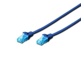 Patch cord RJ45-RJ45, kat.5e, U/UTP, AWG 26/7, PVC, 0.25m, niebieski