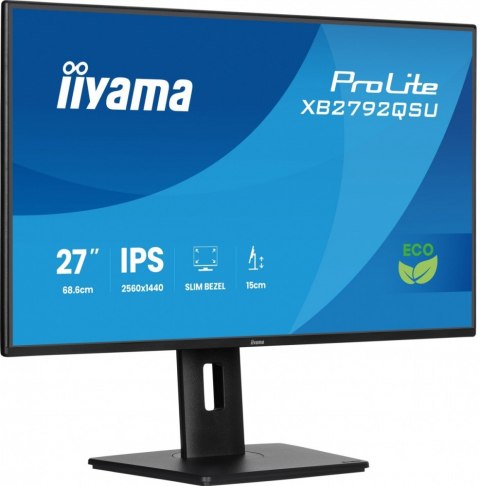 Monitor 27 cali XB2792QSU-B1 IPS,QHD, HAS (150) PIVOT, 120Hz,HDMI,DP, 350cd,1500:1, cienkie ramki, 2xUSB 3.2, ErP