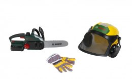 Zestaw drwala z piłą, przyłbicą i rękawicami