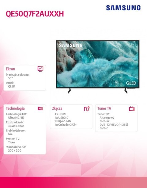 Telewizor QLED 4K 50 cali QE50Q7F2AUXXH