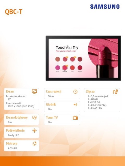 Monitor dotykowy 13 cali QB13C-T LH13QBCTBGBXEN