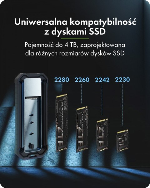 Obudowa M.2 NVMe i SATA USB 3.2 Gen 2, 10 Gbit/s IB-1827MCP-C31