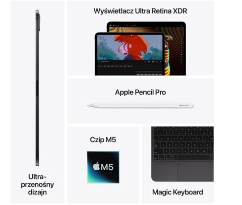 IPad Pro 13-calowy Wi-Fi + Cellular 1 TB ze szkłem o nanoteksturze - Srebrny