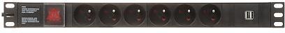 Listwa zasilająca 6 gniazd Schuko PD-6/R-USB