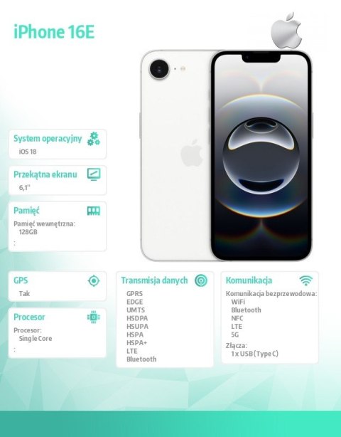 IPhone 16E 128GB biały