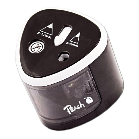 Temperówka elektryczna, czarne, temperówka drewniana na wąskie i szerokie kredki, Peach