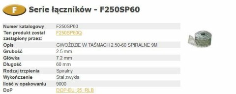BOSTITCH GWOŹDZIE FAC 2,50-60 SPIRA Q 9m