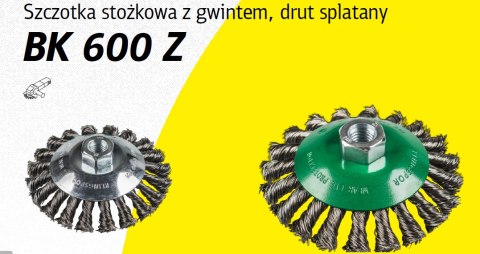 K.SZCZOTKA STOŻKOWA 115mm M14 BK600Z DRUT SKRĘCANY