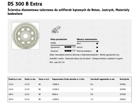 K.TARCZA DIAM.SZLIF.SEG.125x7x22 DS300B .