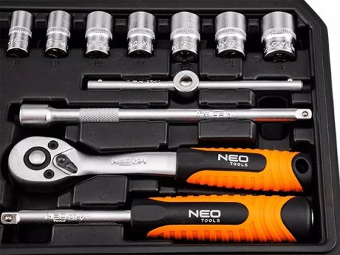 Zestaw kluczy nasadowych10-230, 20 szt, rozmiar 1/4, walizka, NEO TOOLS