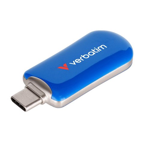 Verbatim USB flash disk, USB C, 256GB, Plectra, niebieski, 30234, USB C