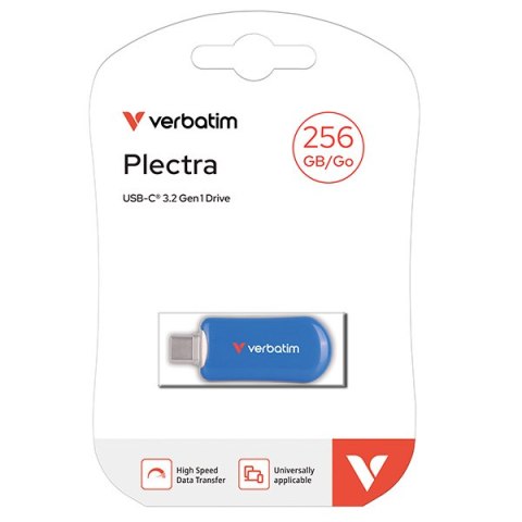 Verbatim USB flash disk, USB C, 256GB, Plectra, niebieski, 30234, USB C