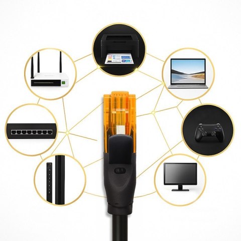 Kabel patchcord UTP | kat.6 | 2 x RJ-45 | High speed 1Gb/s | Pozłacane styki | 20m | Czarny