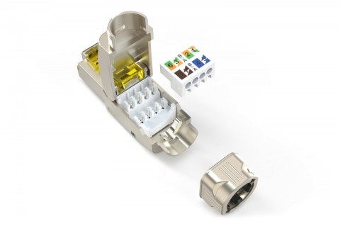 Wtyk modularny RJ45 kat.6A, PoE++, 10GbE, STP, ekranowany, beznarzędziowy, zakręcany, metalowy, AWG 22-27, linka/drut