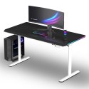 ULTRADESK Biurko dla gracza QUEST, 140x70cm, 72-120cm, biało-czarny