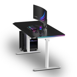 ULTRADESK Biurko dla gracza QUEST, 140x70cm, 72-120cm, biało-czarny