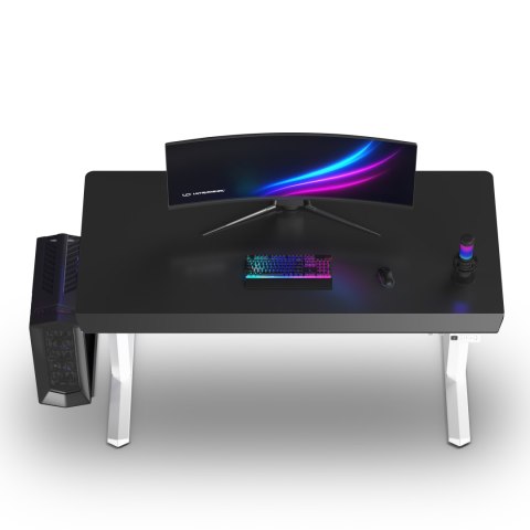 ULTRADESK Biurko dla gracza QUEST, 140x70cm, 72-120cm, biało-czarny