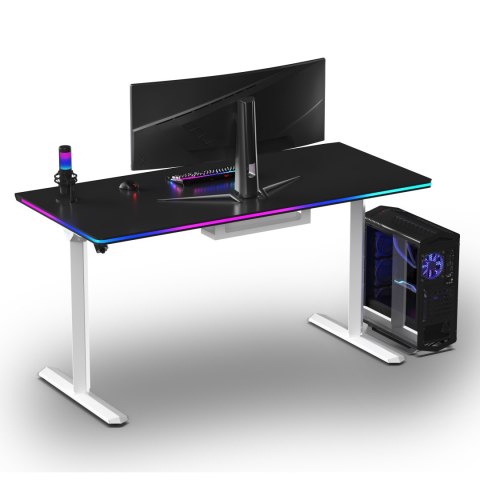 ULTRADESK Biurko dla gracza QUEST, 140x70cm, 72-120cm, biało-czarny