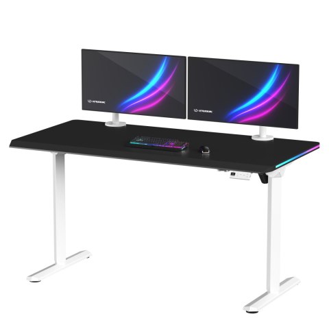 ULTRADESK Biurko dla gracza QUEST, 140x70cm, 72-120cm, biało-czarny