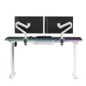 ULTRADESK Biurko dla gracza QUEST, 140x70cm, 72-120cm, biało-czarny