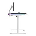 ULTRADESK Biurko dla gracza QUEST, 140x70cm, 72-120cm, biało-czarny