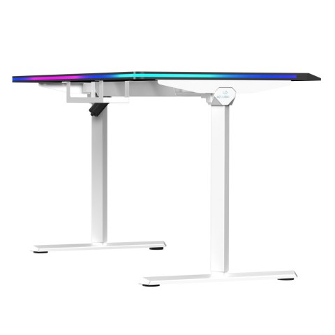 ULTRADESK Biurko dla gracza QUEST, 140x70cm, 72-120cm, biało-czarny