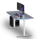 ULTRADESK Biurko dla gracza QUEST, 140x70cm, 72-120cm, biało-szary