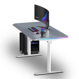 ULTRADESK Biurko dla gracza QUEST, 140x70cm, 72-120cm, biało-szary