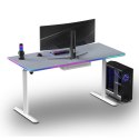 ULTRADESK Biurko dla gracza QUEST, 140x70cm, 72-120cm, biało-szary